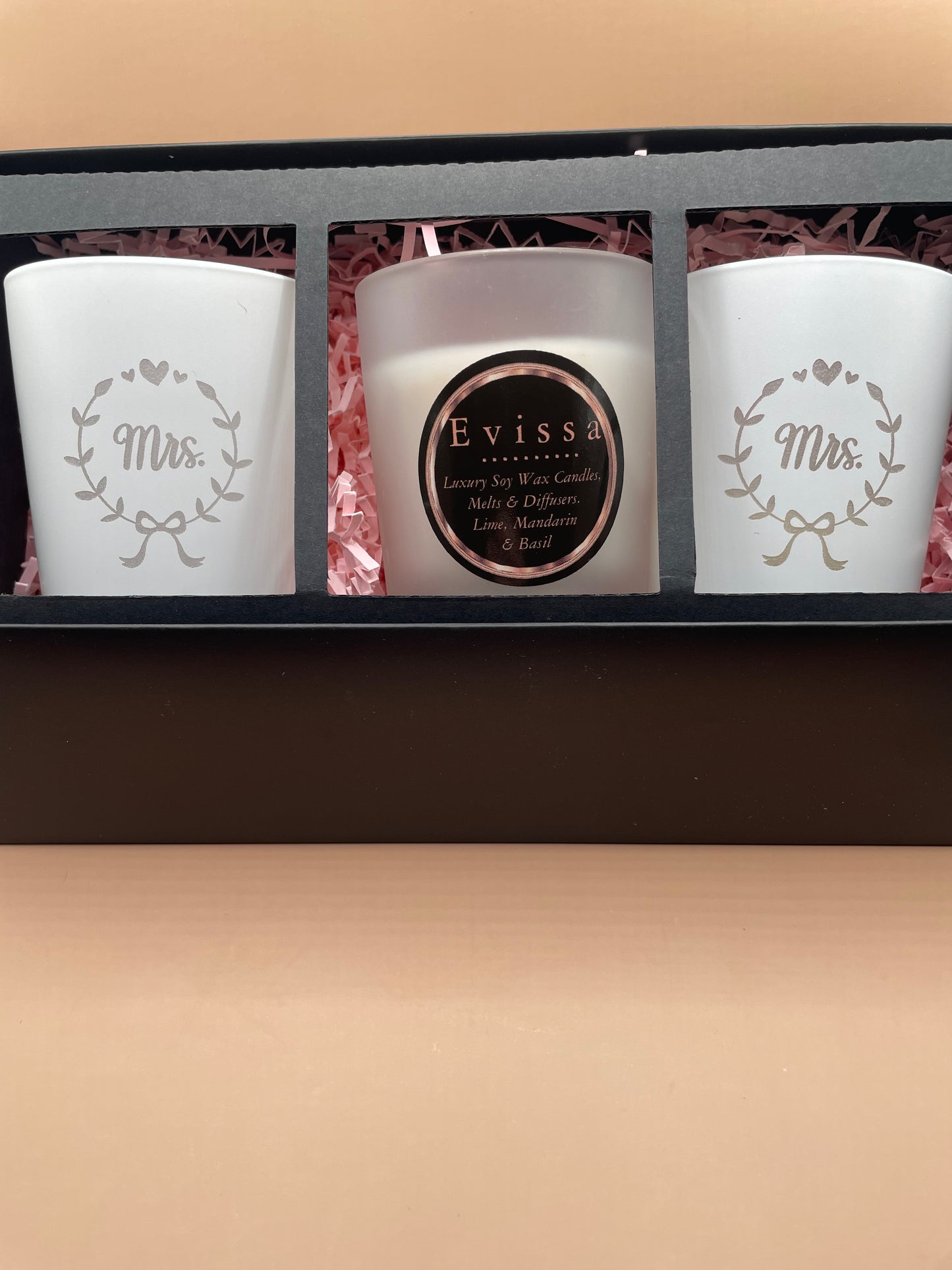 Mrs & Mrs trio soy wax candles