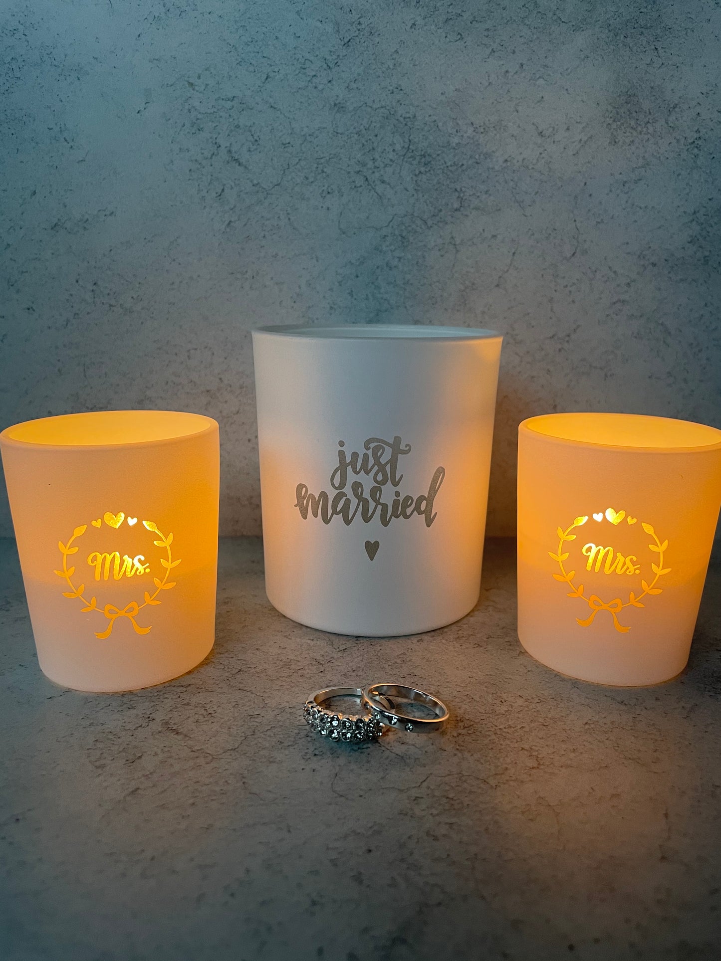 Mrs & Mrs trio soy wax candles