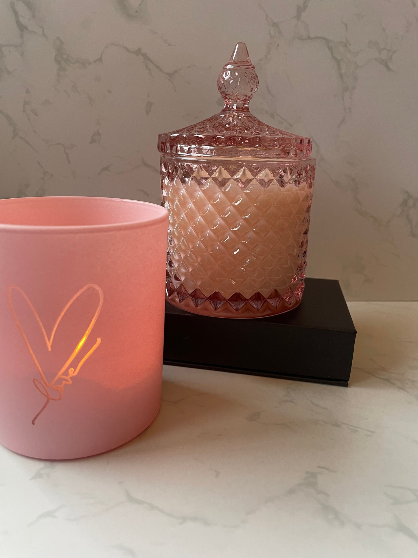 30cl Pink Geo Glass Soy Candle