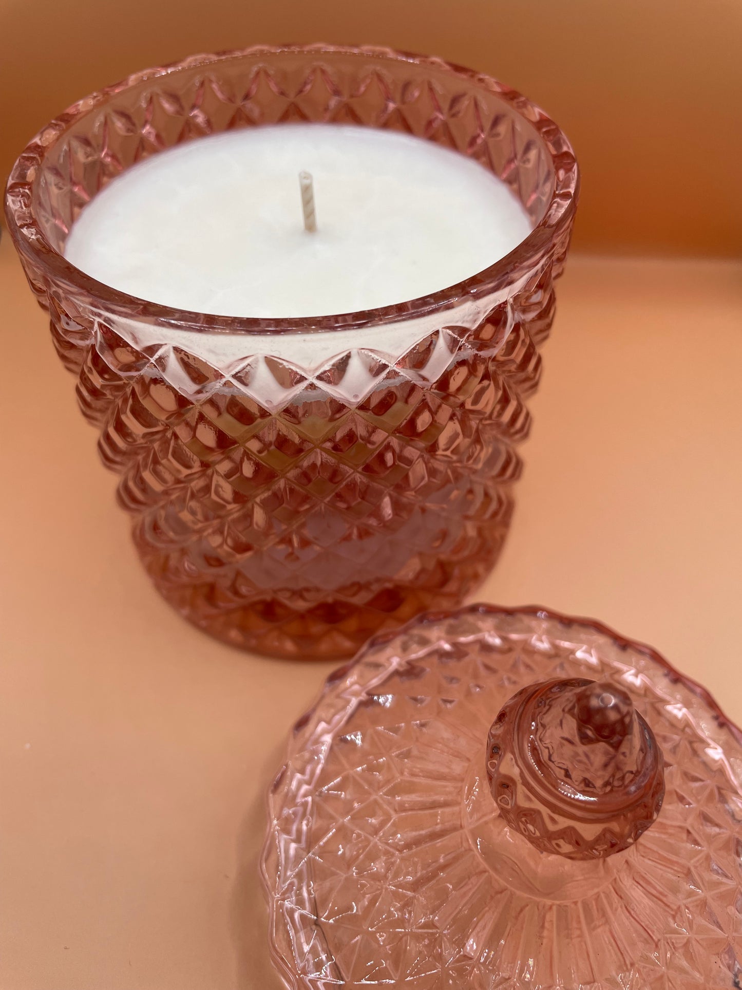 30cl Pink Geo Glass Soy Candle