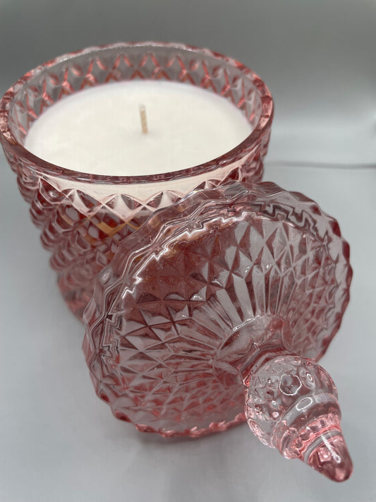 30cl Pink Geo Glass Soy Candle